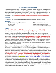 PY 114 Experiment 1: Specific Heat Lab Guide