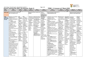 2026 Grade 12 Life Sciences Annual Teaching Plan