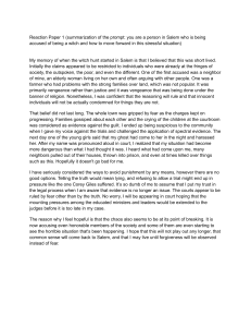 Reaction Paper on Salem Witch Trials: Personal Narrative