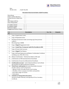 Audit Checklist & Procedure Document for Chartered Accountants