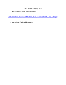 Spring 2026 Textbooks: Management & International Trade