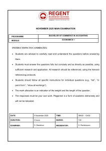 Economics 1 Exam Paper, BCom Accounting, Regent Business School