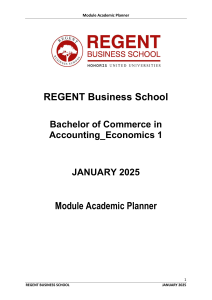 Regent Business School Economics 1 Module Planner 2025