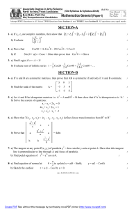 University of Gujrat B.A./B.Sc. Part-I Mathematics General Paper-I Exam Questions
