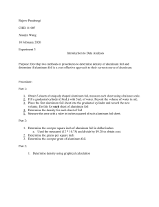Experiment 3: Aluminum Foil Density & Cost Analysis