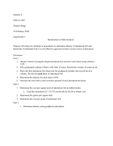 Experiment 3: Density of Aluminum Foil Lab Report