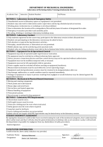 Mechanical Engineering Lab Safety Training Record