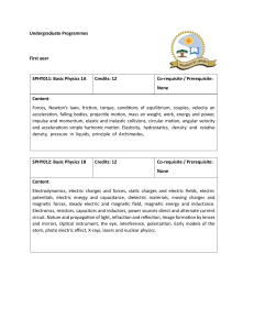 University of Limpopo First Year Physics Courses