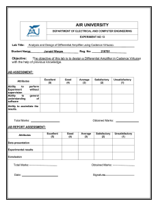 Differential Amplifier Lab Report using Cadence Virtuoso