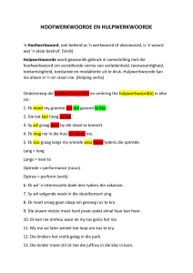 Afrikaans Hoofwerkwoorde en Hulpwerkwoorde Oefening