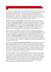 Overcoming Institutional Voids: Reputation and Firm Survival in Emerging Markets