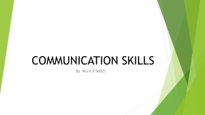 Communication Skills Course Description