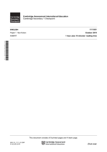 Cambridge Secondary 1 English Non-Fiction Exam Insert 2019