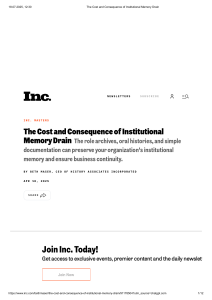 The Cost of Institutional Memory Drain for Businesses