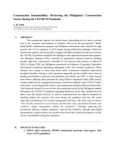 Construction Sustainability: Philippines' Construction Sector During COVID-19