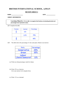 Math Review Sheet 2: Fractions, Decimals, Percentages