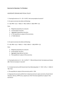 Aggregate Demand and Fiscal Policy Exercises