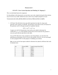 ECE 6379 Homework 1: Power System Operations and Modeling