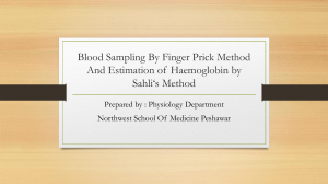 Blood Sampling & Hemoglobin Estimation by Sahli's Method