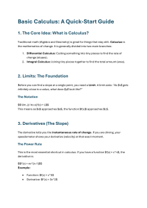 Basic Calculus: A Quick-Start Guide