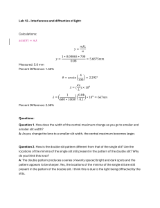 Lab 12: Interference and Diffraction of Light