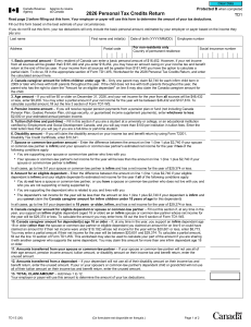 2026 Canada TD1 Personal Tax Credits Return Form