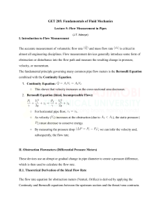 Fluid Mechanics: Flow Measurement in Pipes