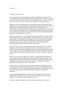 PhD Scholarship Recommendation Letter for Yonis Mohamud