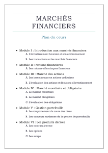Plan du cours March&eacute;s Financiers