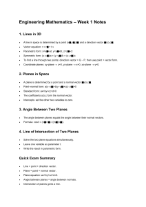 Engineering Mathematics Week 1 Notes: 3D Lines & Planes