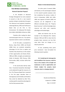 Research Proposal: Strategic Management & Firm Resources