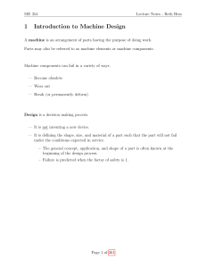 ME 354 Lecture Notes: Introduction to Machine Design