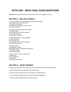 ENTR 3400 Mock Final Exam Questions