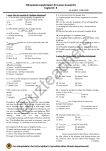 9th Grade English Olympiad Test