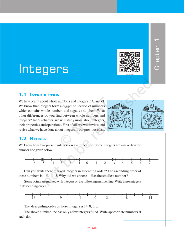 Chapter 1: Integers - Math Textbook