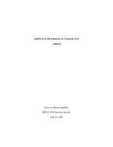 An&aacute;lisis de la Obra Bautista en Venezuela, Per&uacute; y Bolivia