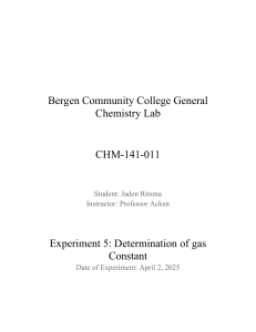Lab Report: Determination of Gas Constant