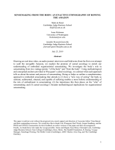 Sensemaking from the Body: Enactive Ethnography of Rowing the Amazon