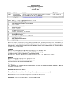 EE 417 Computer Vision Syllabus - Sabanci University