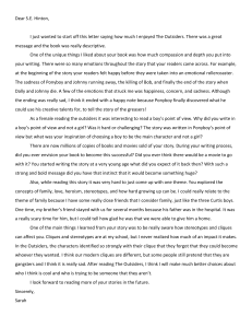 Student Letter to S.E. Hinton on The Outsiders