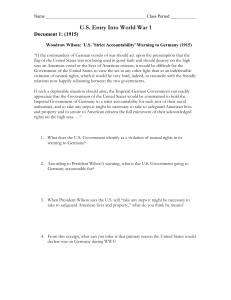 U.S. Entry Into World War 1 Worksheet
