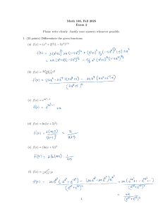Math 108 Exam 2: Differentiation & Optimization