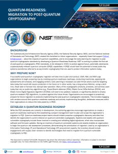 Quantum-Readiness: Migration to Post-Quantum Cryptography