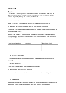 Master Chef ESL Assignment: Quantifiers & Containers