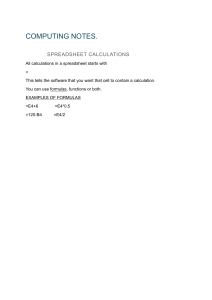 Spreadsheet Calculations Notes