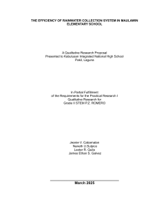 Efficiency of Rainwater Collection System in Maulawin Elementary School