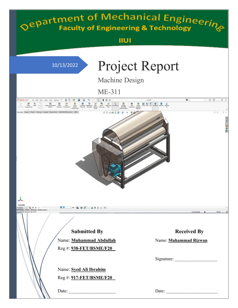 Sugarcane Juice Extractor Machine Design Project Report