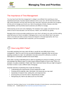 Managing Time and Priorities for College