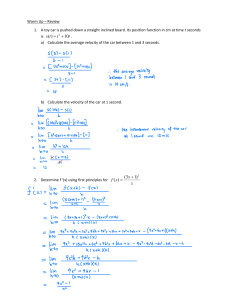 Calculus Warm Up Review: Velocity & Derivatives