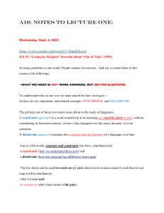 A10 Lecture Notes: Synchronic & Diachronic Concepts